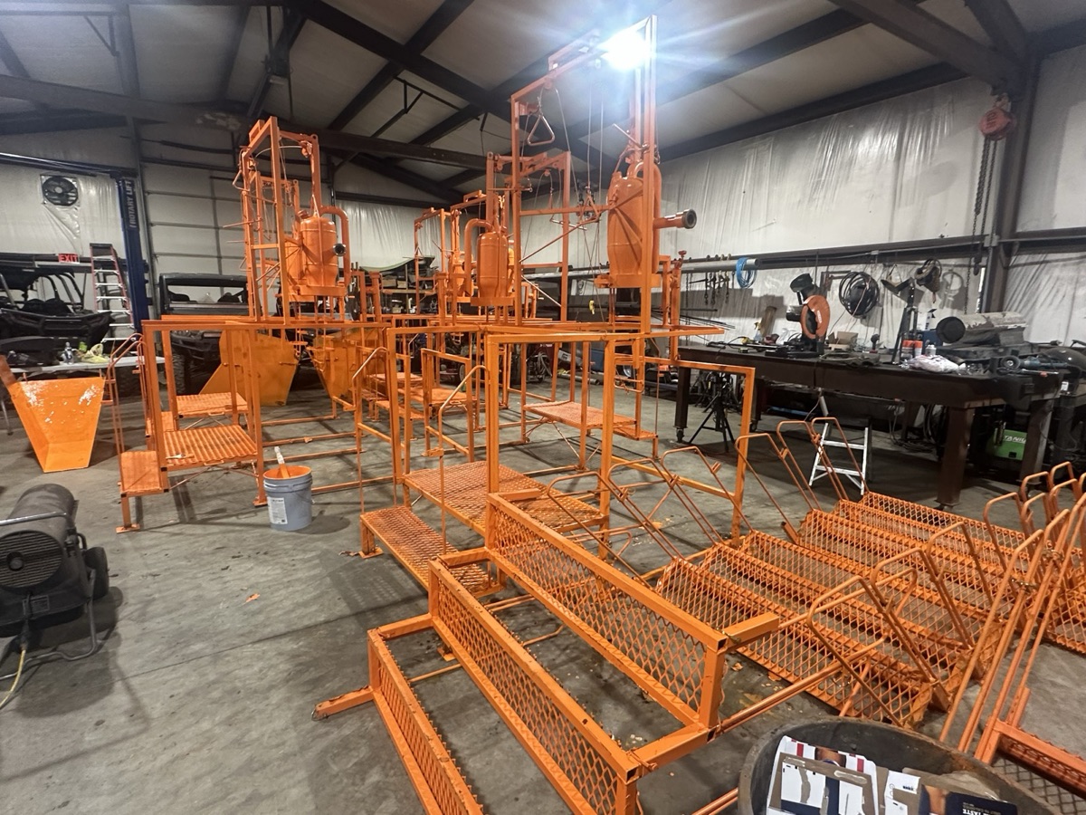 Inside Iron Wolfe Welding's fabrication shop in Eufaula, Oklahoma